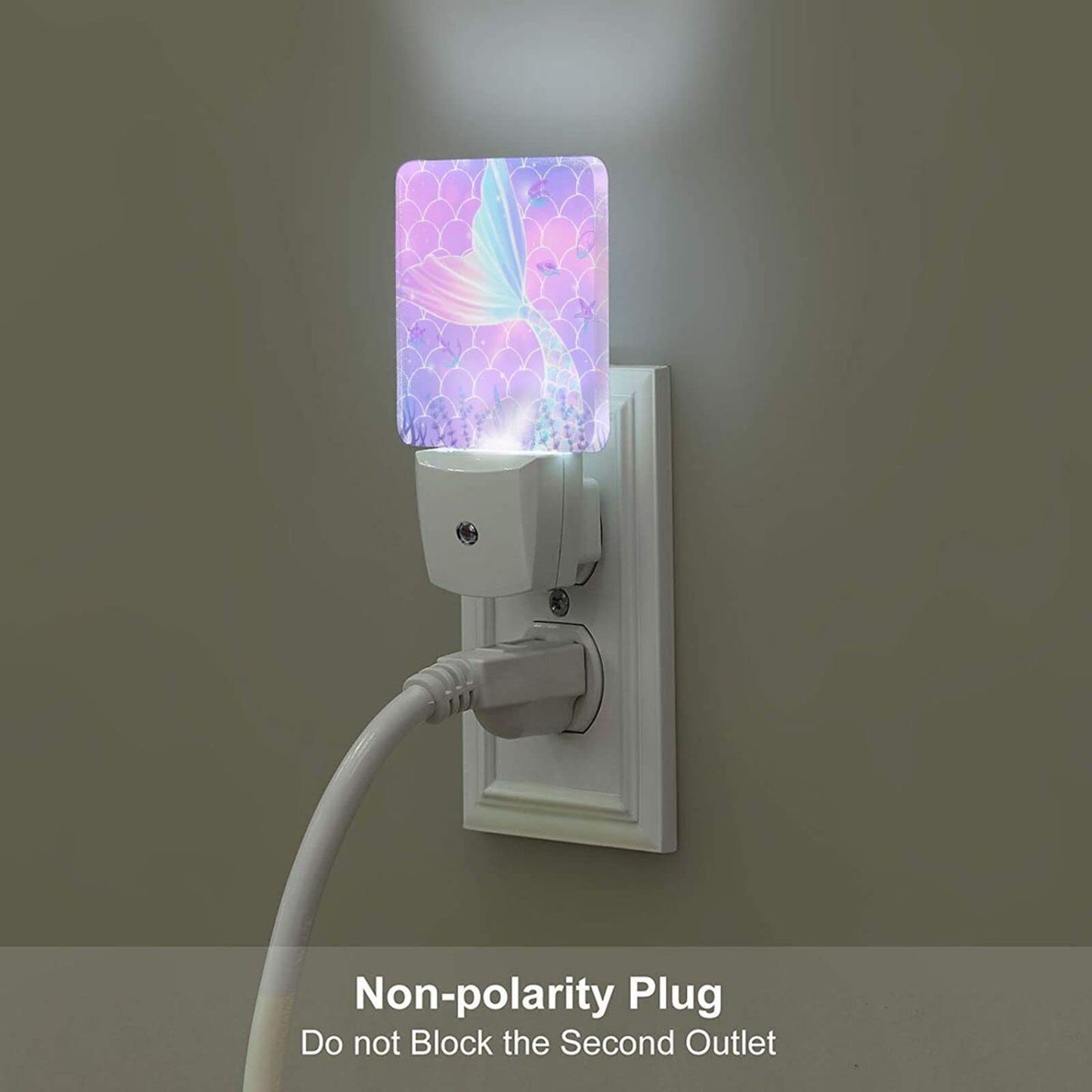 EFINLUKY LED Night Light 2 PCS Mermaid Night Light Cute Lamp Plug-in LED Nightlights Dusk to Dawn Sensor Night Lamp for Bedroom Room Nursery Hallway Stairs Kitchen Wall Decorative