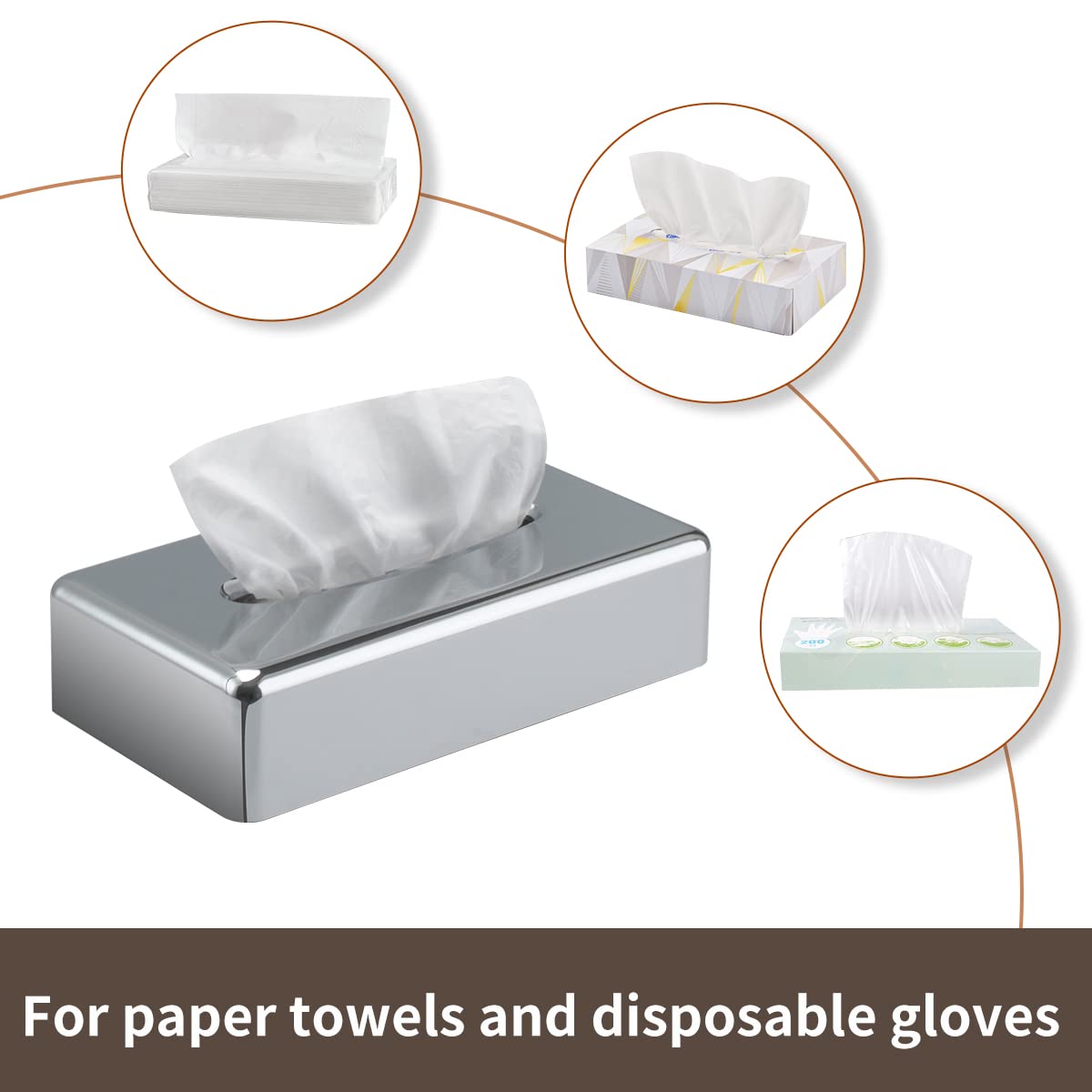 Y-in Hand Tissue Box Cover, Rectangular Mirror Wall Mounted Facial Paper Holder Dispenser, Prefert for Storage on Bathroom Vanity, Kitchen, Night Stand, Countertops Office and Car.