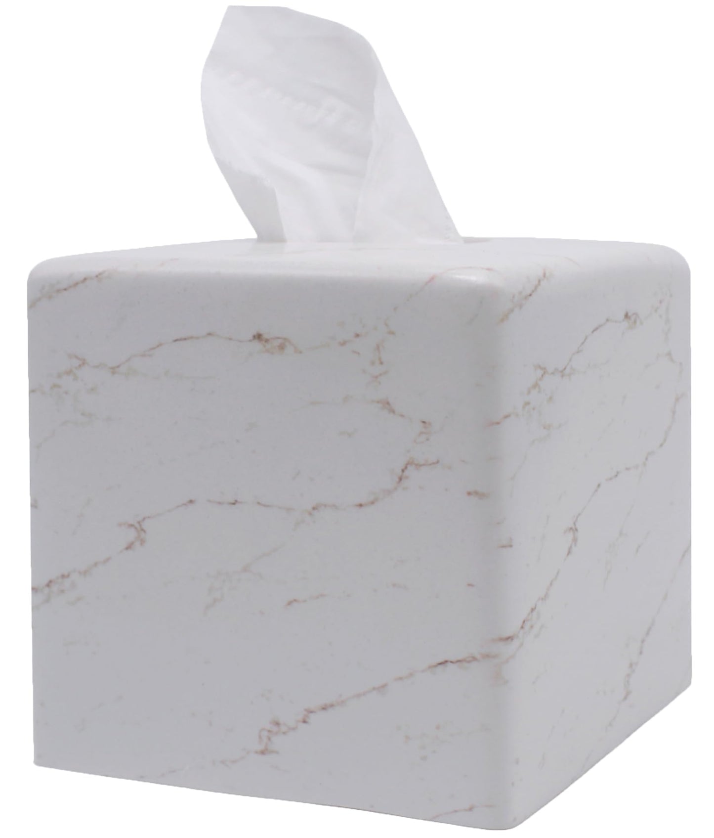Huitony Square Tissue Box Cover Decorative Kleenex Box Holder for Bathroom & Living Room with Handcrafted Texture (Marble-B)