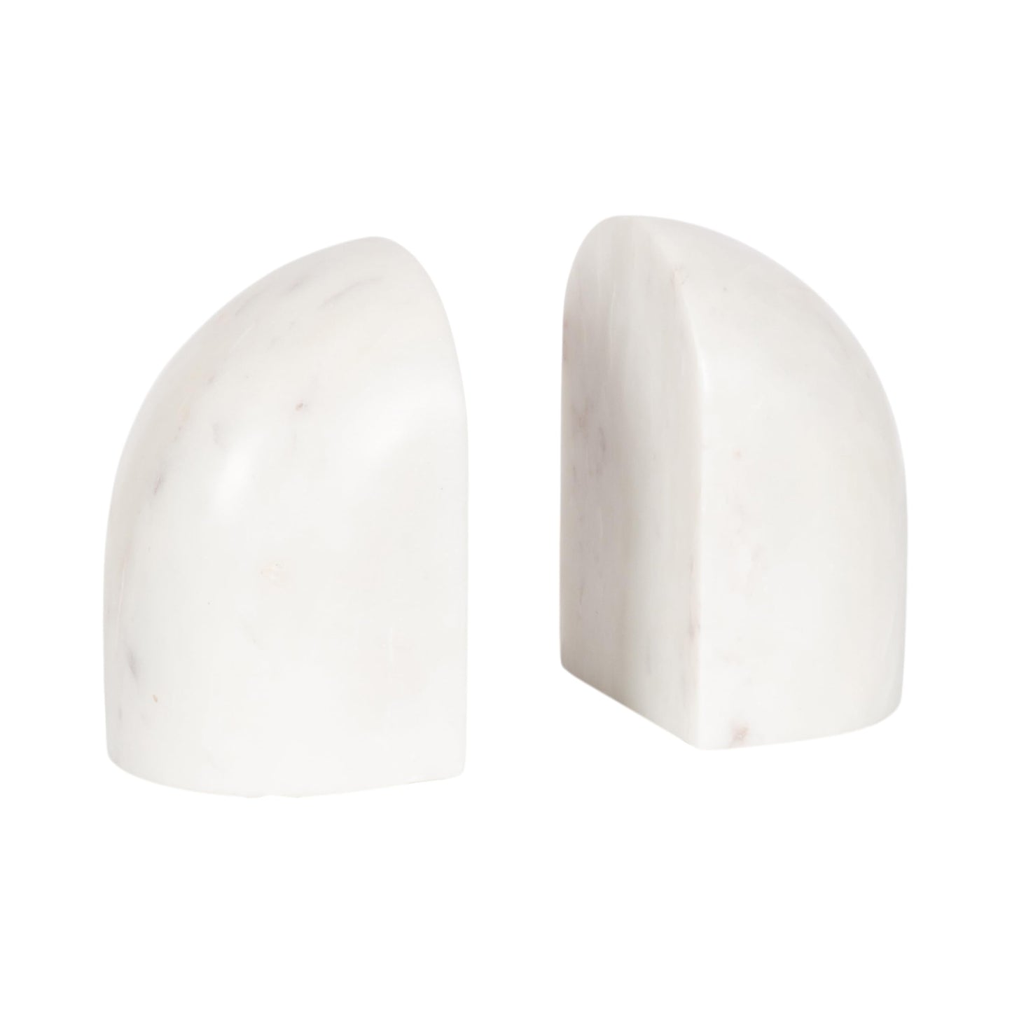 Kate and Laurel Brookhart Modern Two-Piece Marble Bookends for Bookshelf Decor, Set of 2, 4 x 4 x 6, White Marble, Decorative Stone Bookend Set for Use as Wall Shelf Filler or Entryway Table Decor