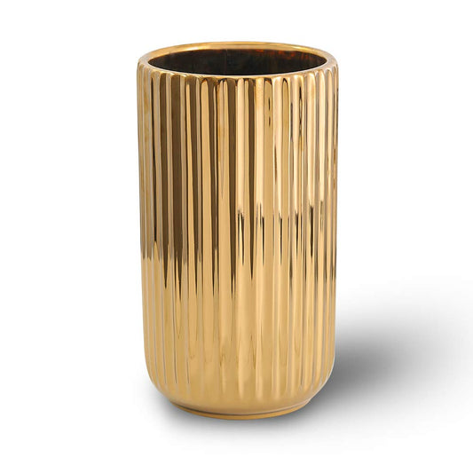 LIONWEI LIONWELI 8.6 inch Gold Ceramic Round Geometric Flower Vase - Ideal Gifts for Friends and Family, Wedding, Bridal Shower, Christmas