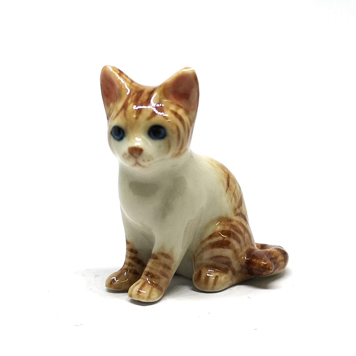 ZOOCRAFT Collectible Ceramic Cat Figurine 1.4 Inch Miniature Handmade Hand Painted Glazed Animal Sculpture for Home Decor and Gift