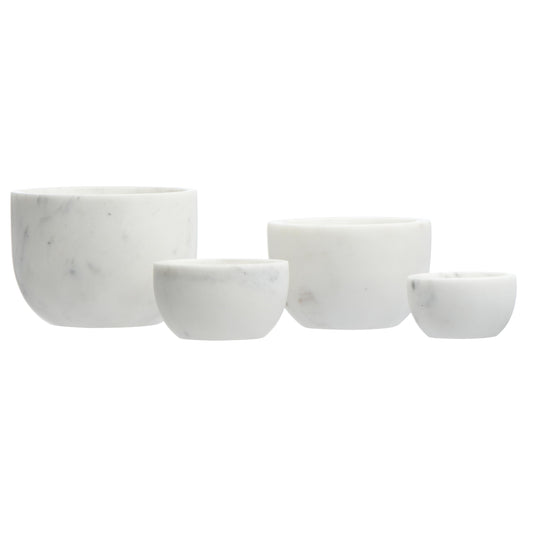 Creative Co-op White Marble Bowls (Set of 4)