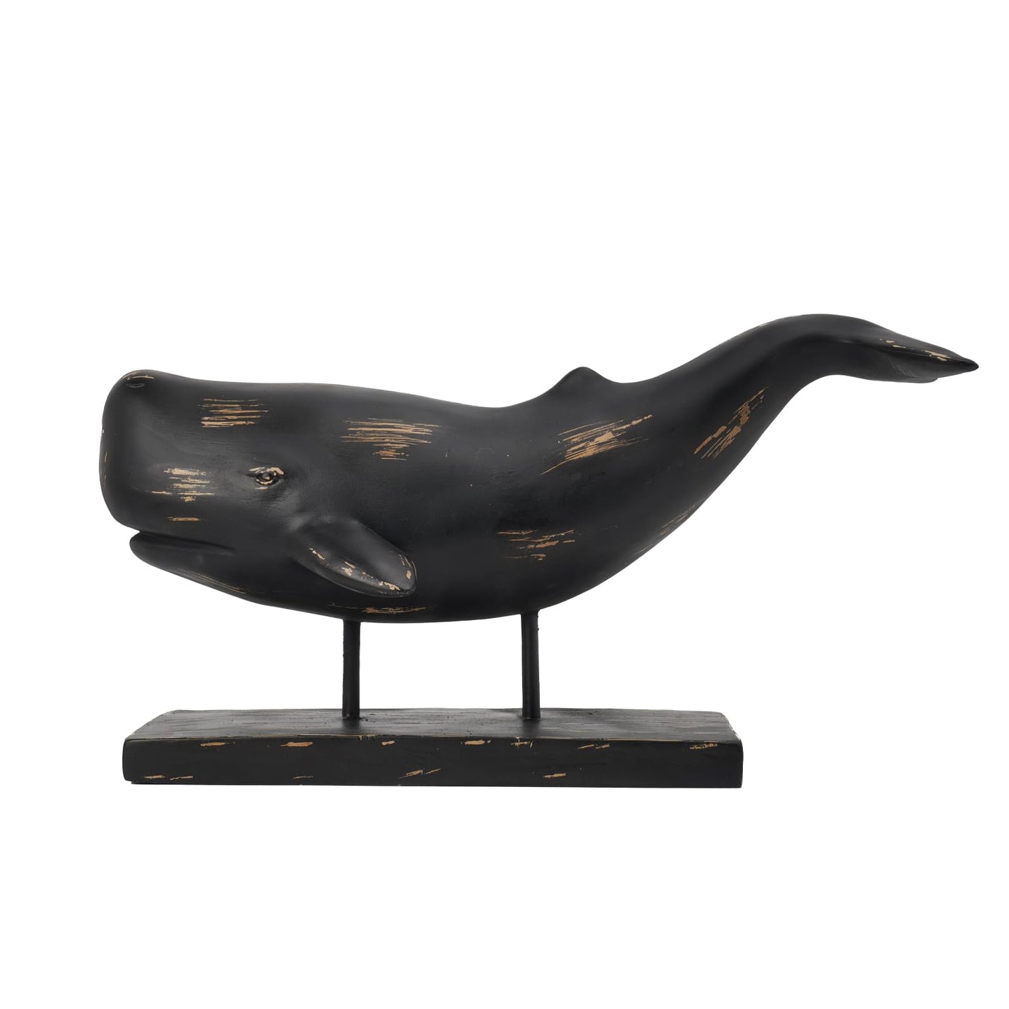Guichifun Whale Statue Home Decor Accents - Resin Black Distressed Finish Farmhouse Ocean Whale Figurine Desk Decor for Living Room Office Shelf Marine Themed Decorations Gift 16.5 x 7.2 x 8.6 Inch