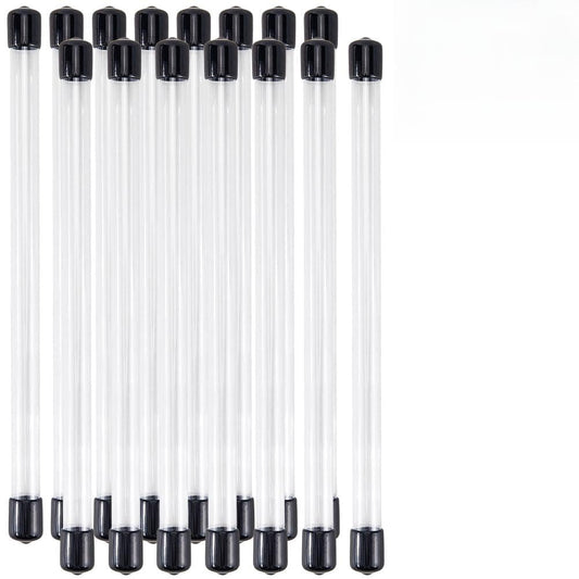 CREATCABIN 15Pcs Incense Stick Storage Tube Clear Tube Container with Sticker Black Lid 8.9 Inch Transparent Clear Column Protector Case Holders for Preserves Incense Aroma Bath Salt Yoga Storage