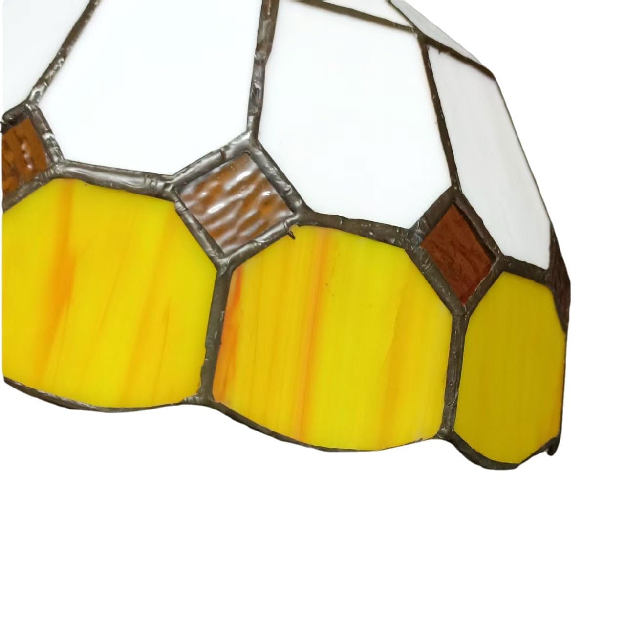 YINIETZSCHE Tiffany Style Table Lamp 8 Inch, Handmade Stained Glass Vintage Bedside Lamp, Art Glass Desk Light for Bedroom Office Living Room