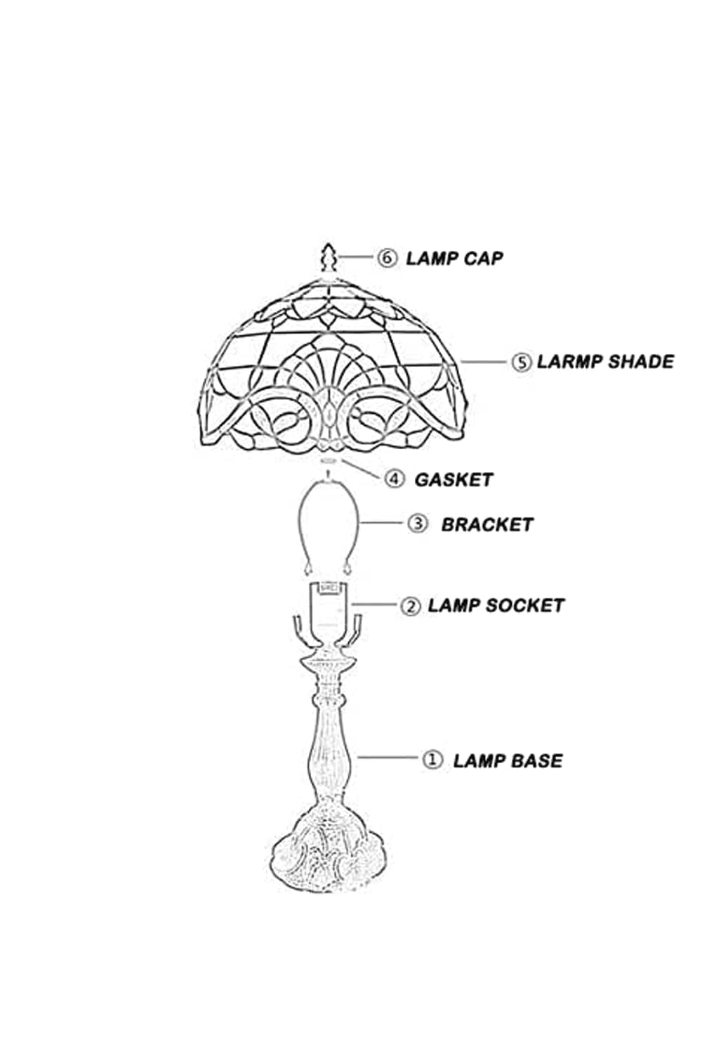 YINIETZSCHE Tiffany Style Table Lamp 8 Inch, Handmade Stained Glass Vintage Bedside Lamp, Art Glass Desk Light for Bedroom Office Living Room