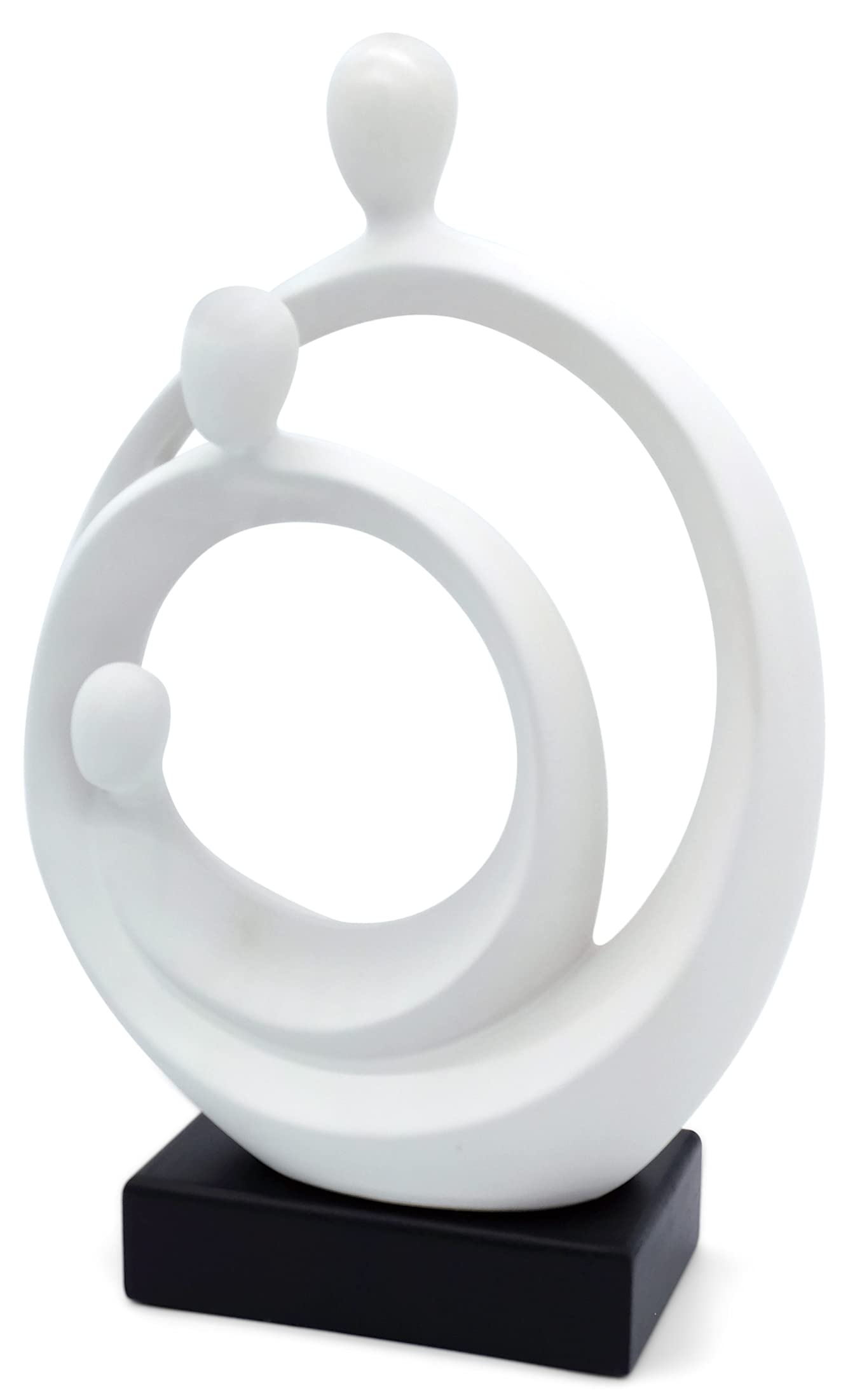 Vaudagio Stylish Sculpture Family Happiness – Timeless holy Family Sculpture Home Decor 14in – Abstract Decorative Statue for Living Room in White & Black - Modern Ceramic Figure Well Suited as Gift