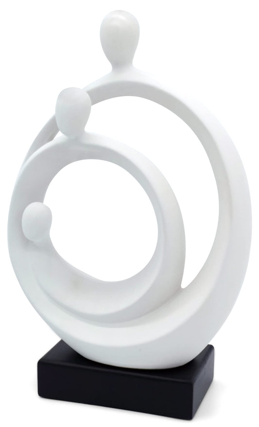 Vaudagio Stylish Sculpture Family Happiness – Timeless holy Family Sculpture Home Decor 14in – Abstract Decorative Statue for Living Room in White & Black - Modern Ceramic Figure Well Suited as Gift
