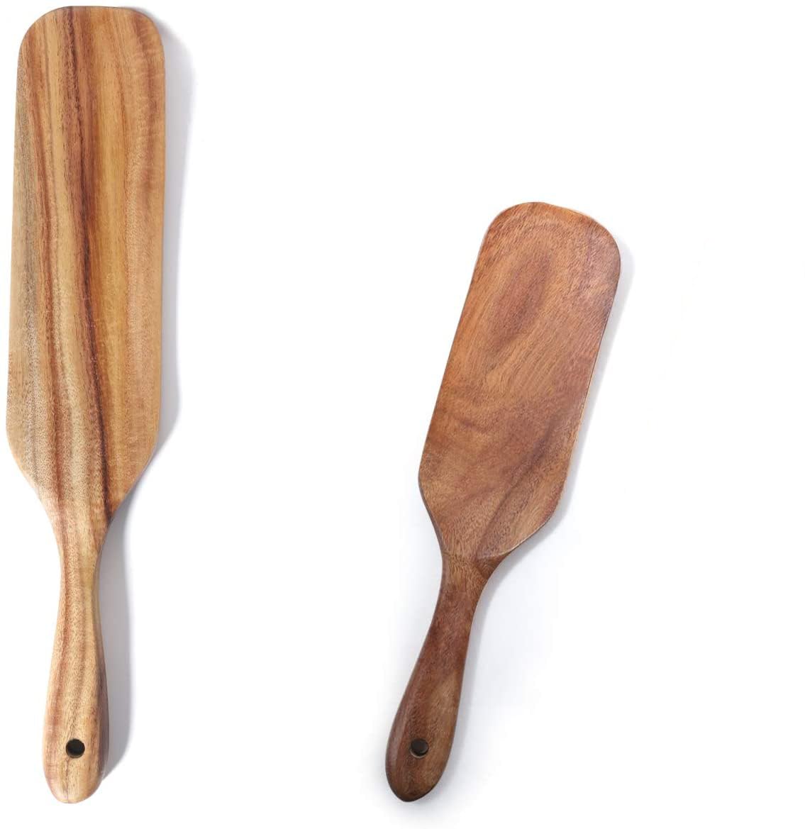 Spurtle Set, Natural Acacia Wooden Kitchen Utensils Set of 2, Wooden Spoons Utensils for Cooking, stirring, Mixing, Serving, spurtles kitchen tools as seen on tv for NonSick Cookware