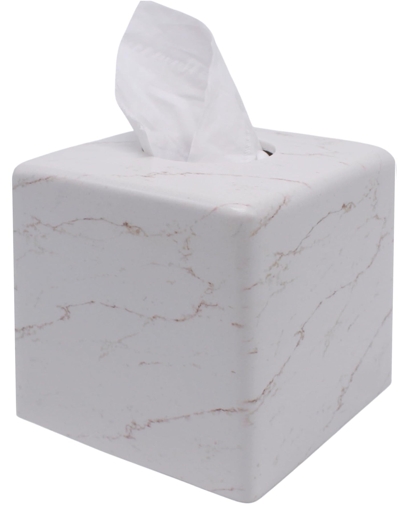 Huitony Square Tissue Box Cover Decorative Kleenex Box Holder for Bathroom & Living Room with Handcrafted Texture (Marble-B)