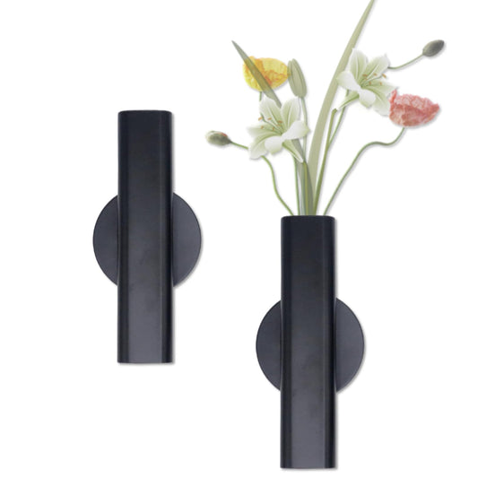 Joyangy 2-Pack 7 Inch Open-End Metal Tube Wall Vase for Stem Display