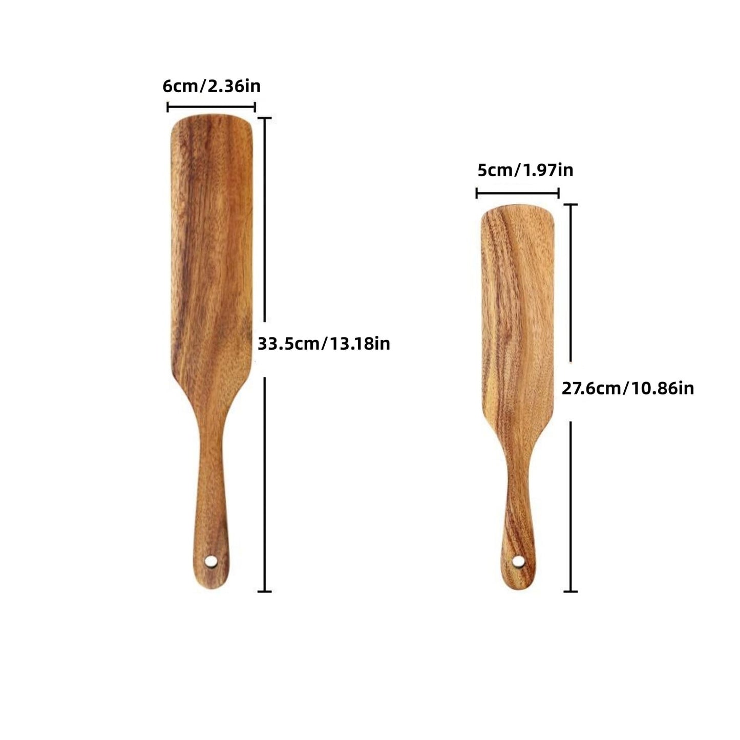 AOOSY Spurtle Set - Wooden Spatulas for Sourdough, Cast Iron & Non-Stick Cookware (Set of 2)