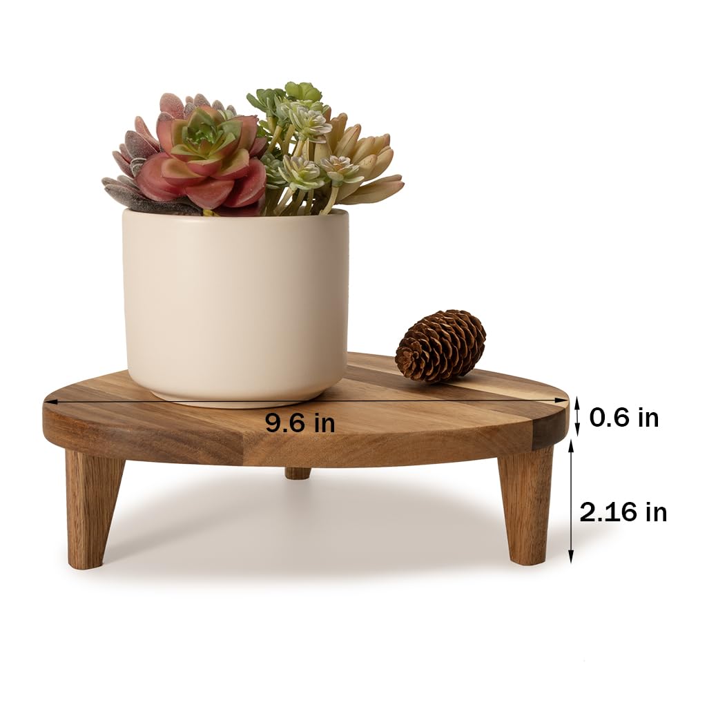 RiLiKar Acacia Wood Corner Pedestal Stand Triangle Decorative Farmhouse Wood Riser for Display Wooden Stand Soap Tray Candle Plant Holder Kitchen Bathroom Coffee Bar Counter Organizer