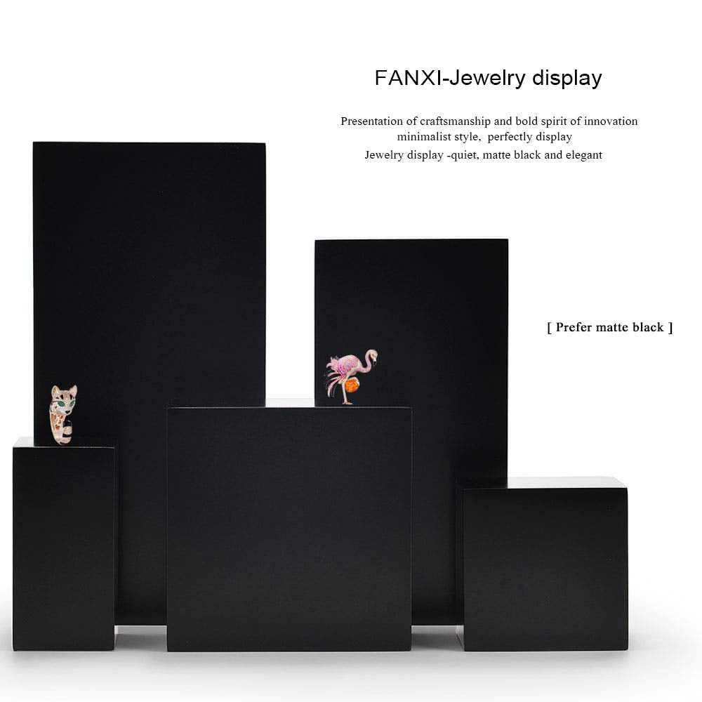 Oirlv Solid Wood Minimalism Style Jewelry Display Stand Showcase Jewelry Organizer Black Square Holder (SM05302)