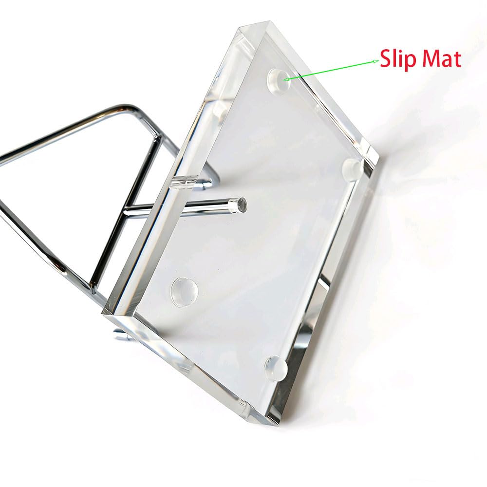 CDFZJC Heavy Duty Rock Display Stand for Large Crystals, 18 lb Max Capacity Acrylic Base with Metal Arms and Slip Mat, Rock Collection Display Crystal Holder for Mineral Geode Specimen Easels