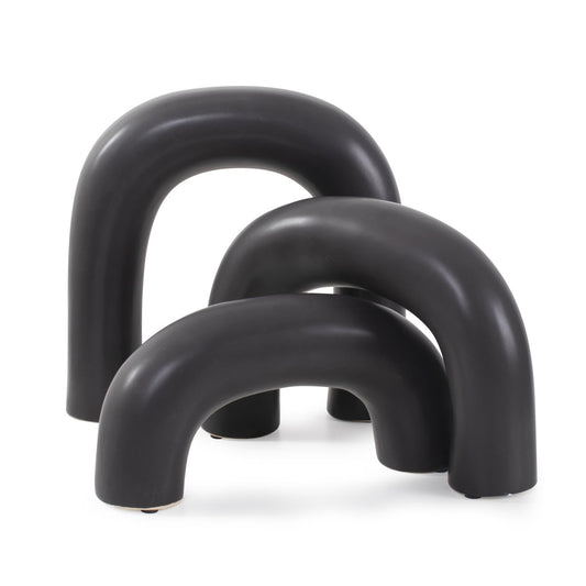 Howard Elliott Collection Urbean Ceramic Sculpture- Set of 3 Other Black 9.5H X 9.5W X 2D