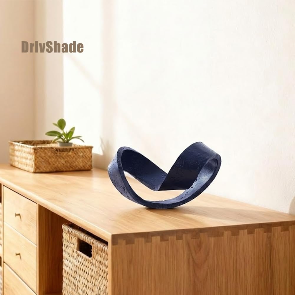 DrivShade Geometric Knot Sculpture, Modern Coffee Table Decor Abstract Figurines, Boho Home Decor Statue for Shelf, Living Room, Office Desktop, Bedroom, Bookcase Decorative (Blue)