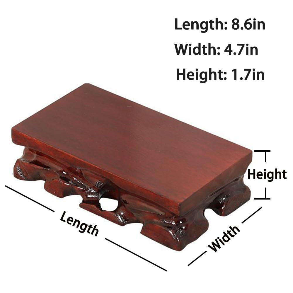 GOLDY&WENDY Sturdy Wooden Pedestal Rosewood Glossy Wood Grain Asian Vase Asian Stone Napoleon Riding Statue Display Stand Base