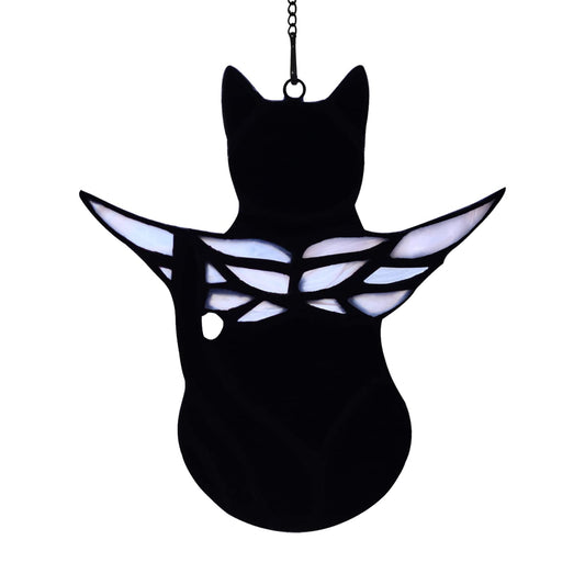 BOXCASA Black Cat Memorial Gifts for Loss of Cat Stained Glass Suncatcher