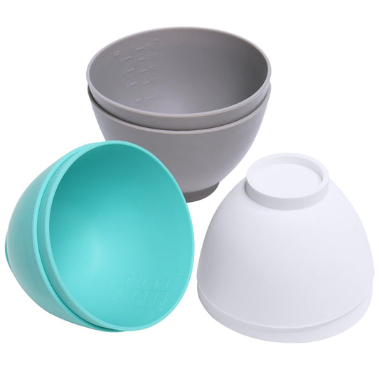 Silicone Mixing Bowl for Melting Chocolate, 6PCS (Green, Grey, White)