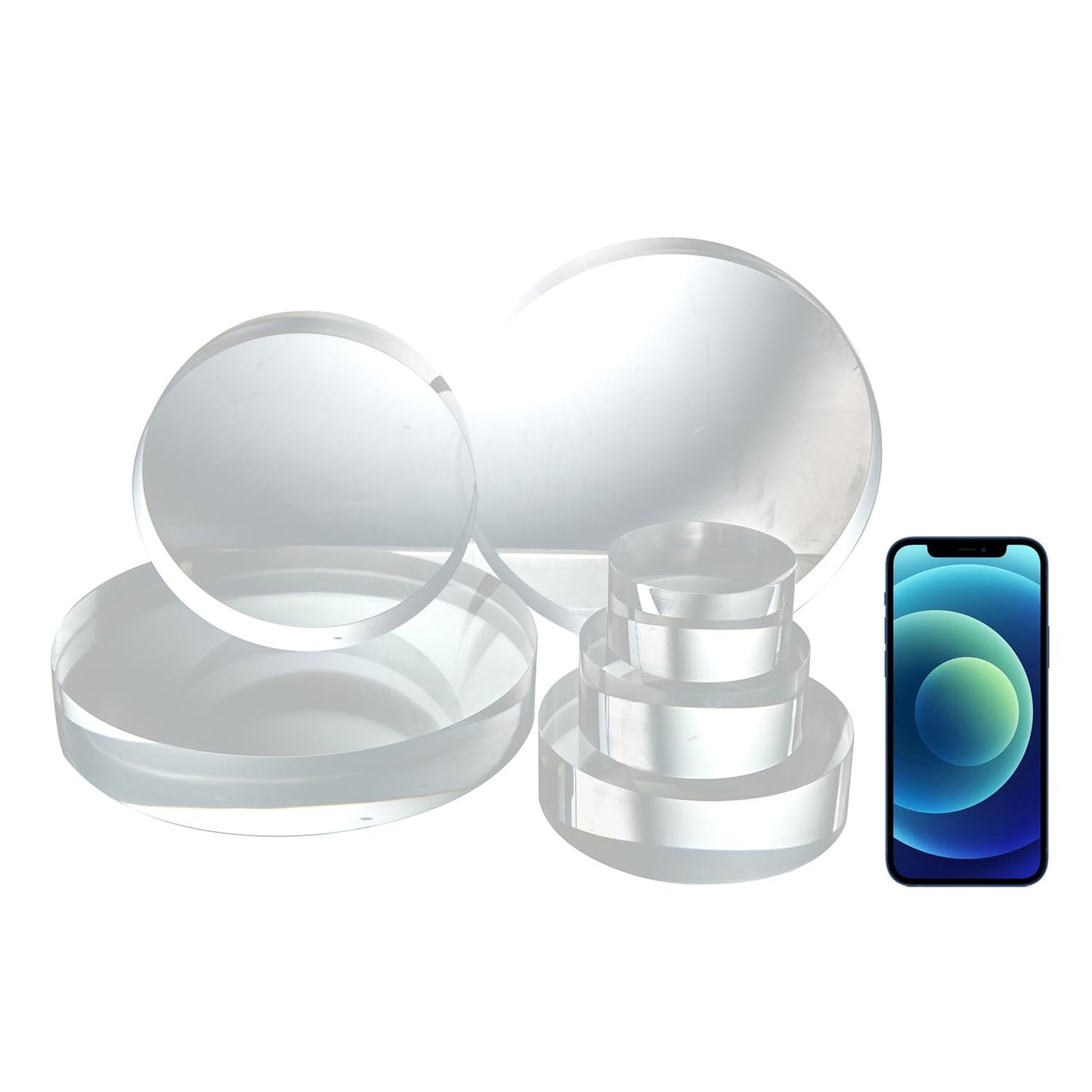 CiaoHER 2in Thickness 5in Diameter Acrylic Disc Display Block Clear Polished Round Pedestal Stand Riser 5" x 2", 1 Pack