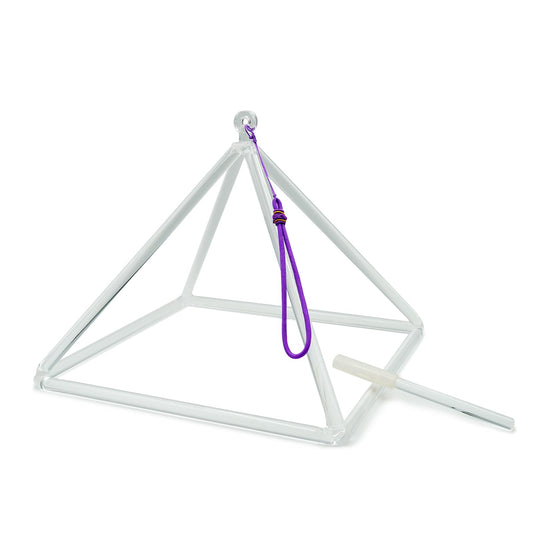 Siceeoly 12 inch Pyramid Quartz Crystal Singing Pyramid Handmade TransparentHealing Musical Instrument For Sound Healing Meditation With Crystal Singing Bowl Striker