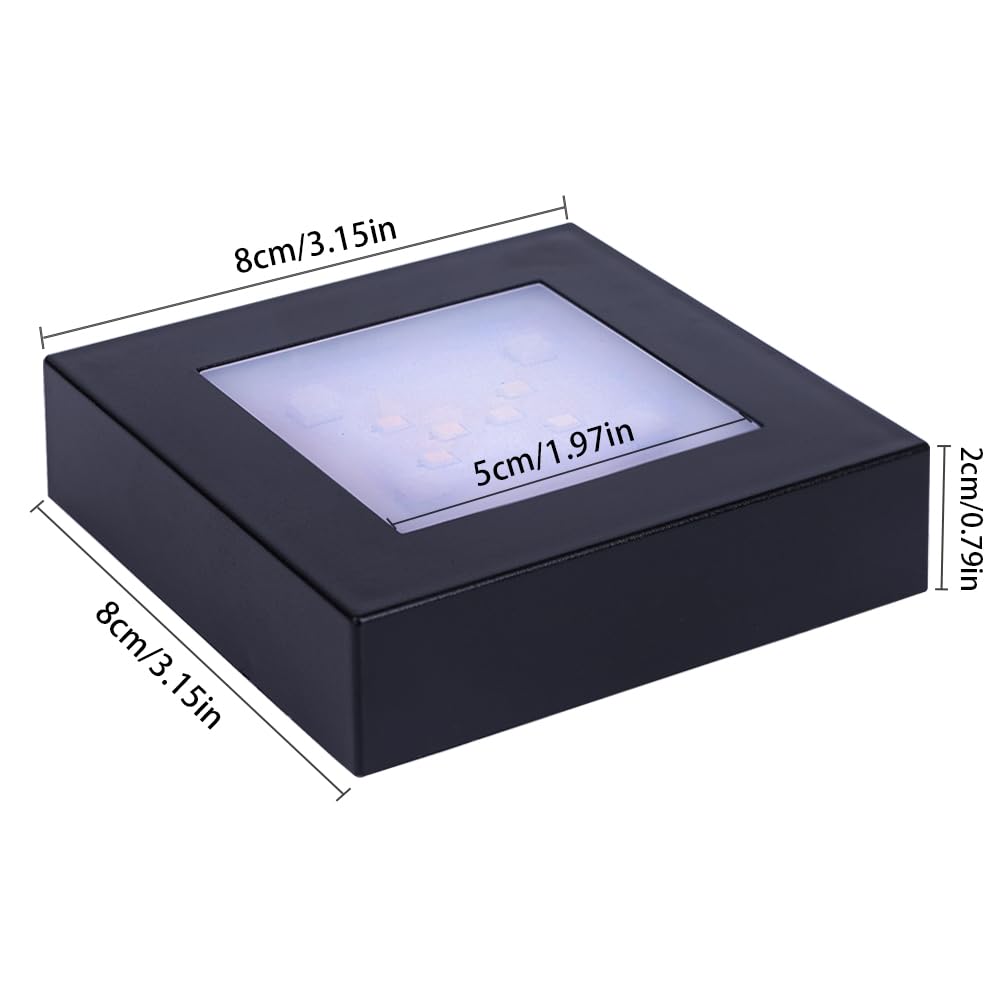 PHOSOK LED Multimodal Multicolor Light Stand Base - Black Square Display Base for 3D Crystal Glass Art - USB/Battery Powered Crystal Stand