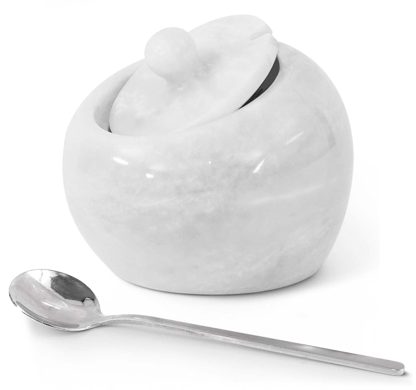Radicaln Marble Salt Cellar with Lid 4" Inch White Salt Jar & Spice Storage Containers For Kitchen Countertop, Ideal Sugar Bowl & Salt dish For Table