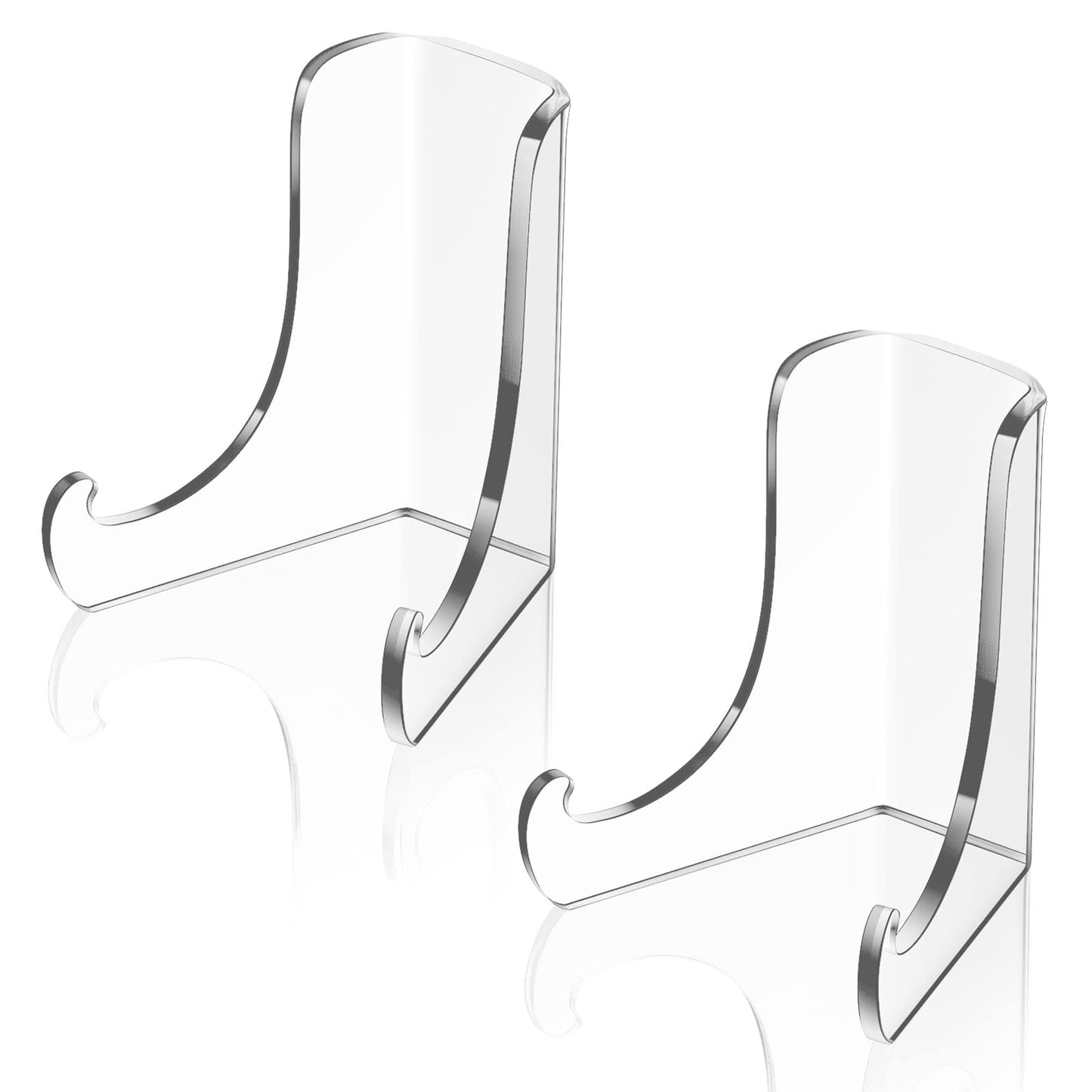 Chunful 2 Pieces Acrylic Plate Stands Clear Acrylic Easels Display Stands with Deep Support Shelves for Display Card Holder Photos Book Picture Table Top Holder Home Decors (5.1 x 5 x 6 Inch)