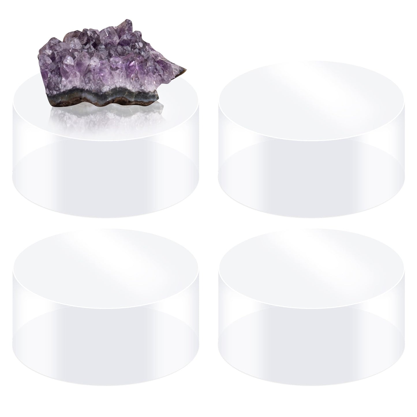 KINCHYGO, 4 Pack Acrylic Round Display Block Clear Polished Jewelry Ring Showcase Display Holder Base Stands 2 x 2 x 1 Inch