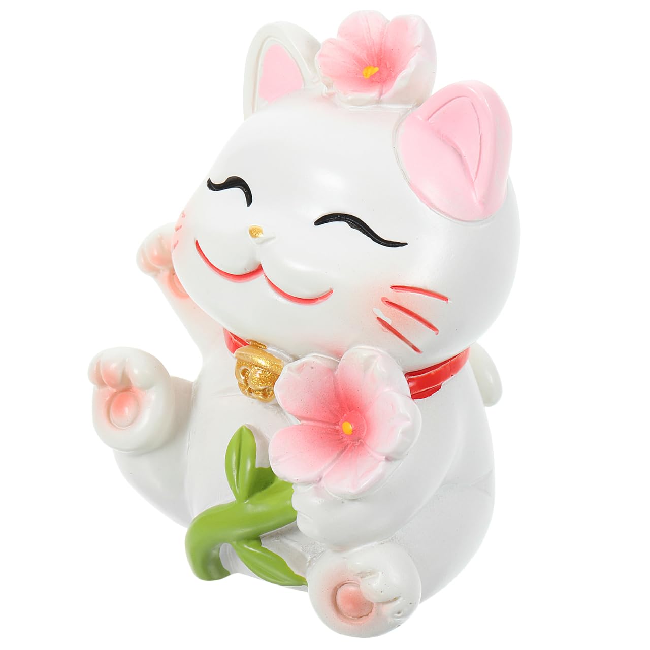 Amosfun Lucky Cat Ornament Resin Figurine 2.28In Cute Desktop Cat Decoration for Home Office Car Japanese Style Lucky Cats Charm