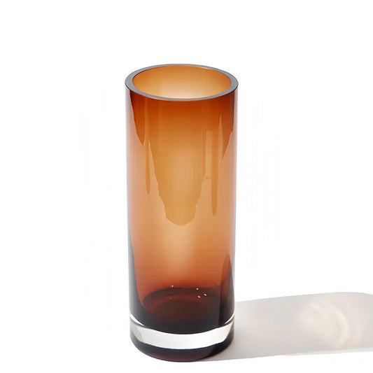 10" Amber Glass Vase – 3.9lb Large Luxury Flowervase for Home Decor, Elegant Noble Amber Vase for Centerpieces, Weddings, or Living Room Decor