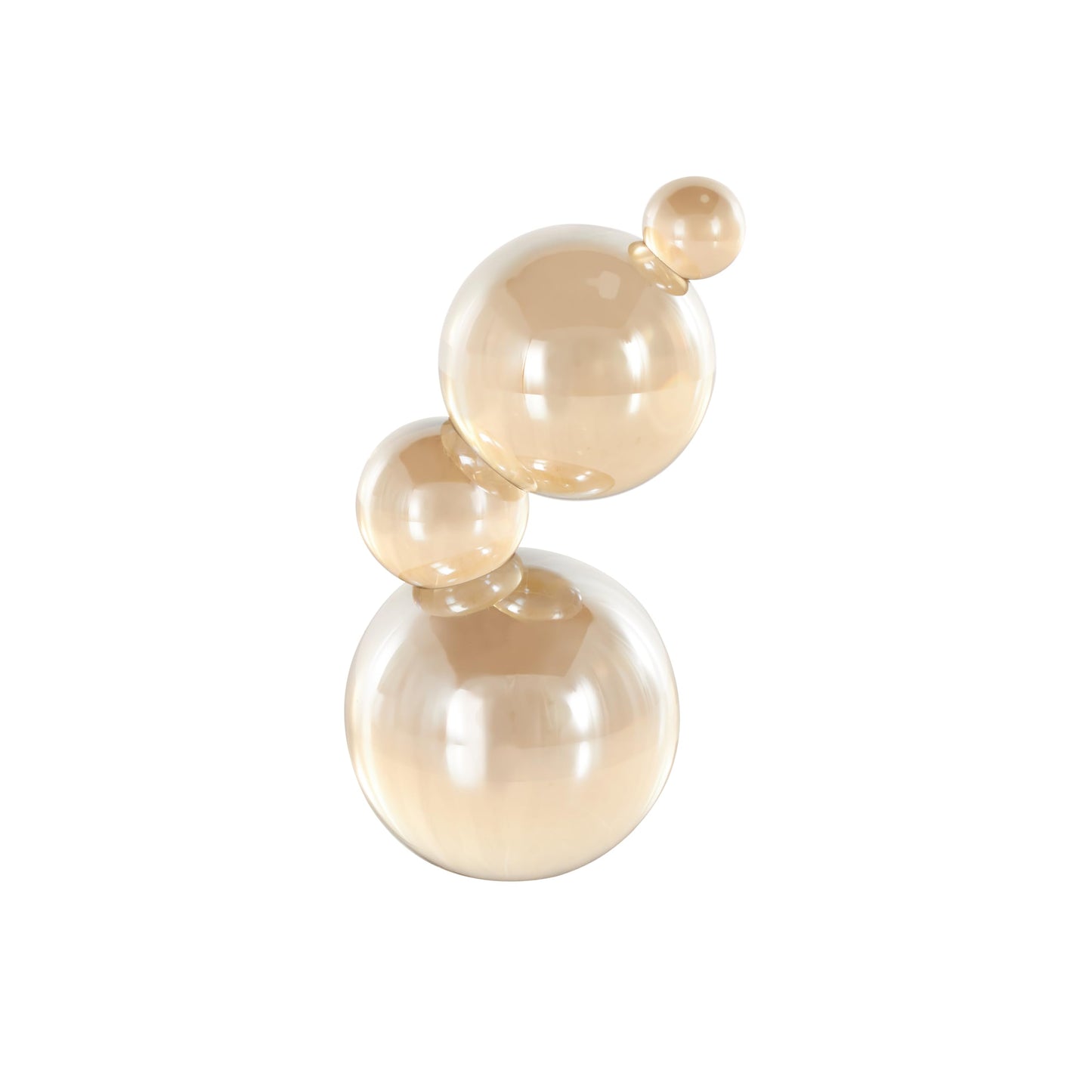 Deco 79 Glass Abstract Decorative Sculpture Stacked Orbs Home Decor Statue, Accent Figurine 4" x 4" x 8", Beige