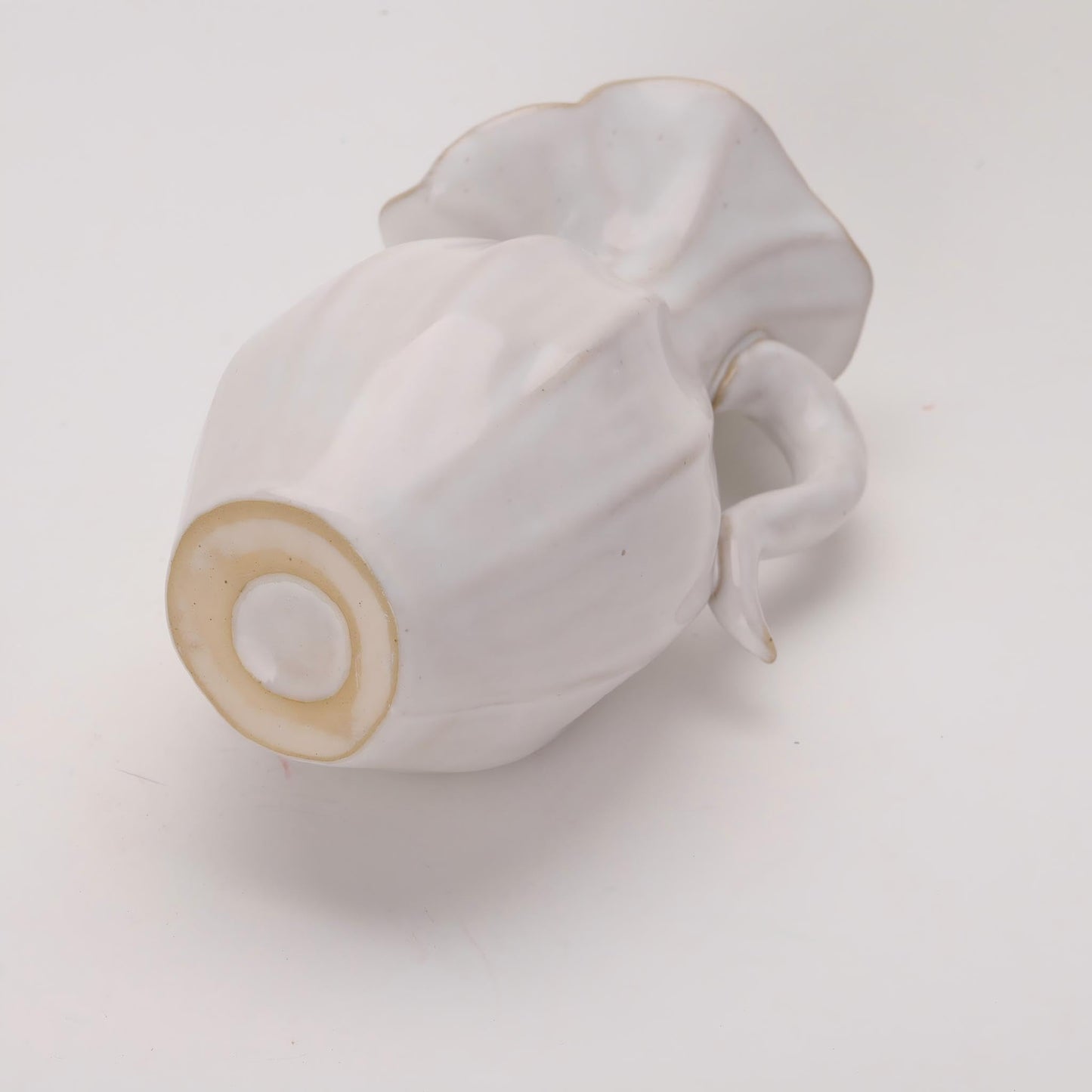 Evaithou Ceramic Pitcher Vase, 7.7" Cream White Reactive Glaze