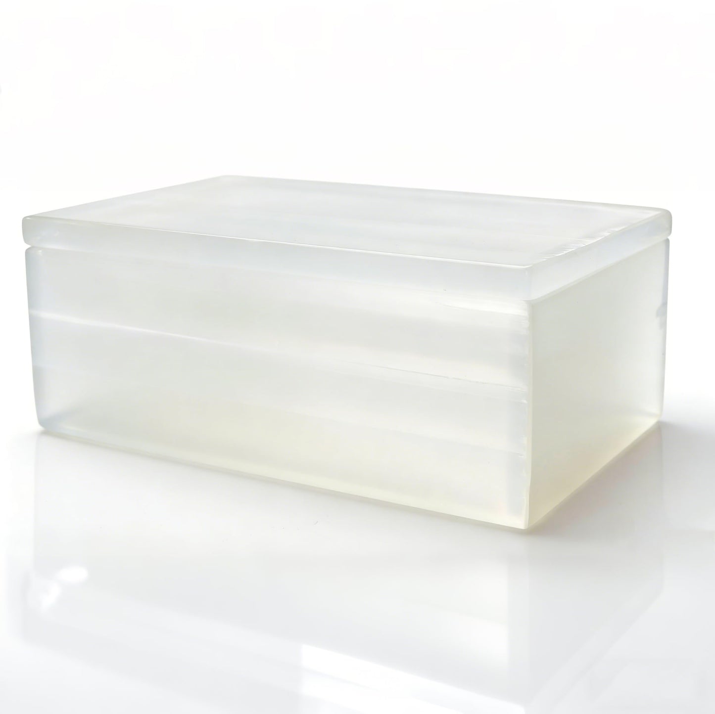 YeasHome Large Selenite Crystal Box Artisan-Crafted 8-Inch Stone Holder Geode Bowl with Lid Elegant Showpiece for Energy Cleansing, Display & Storage of Healing Stones, Jewelry & Meditation Tools