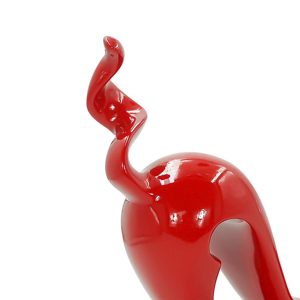 DreamsEden Modern Home Decor Cat Statue - Resin Art Animal Figurine Accent Ornaments for Living Room Bedroom Shelf (Red)