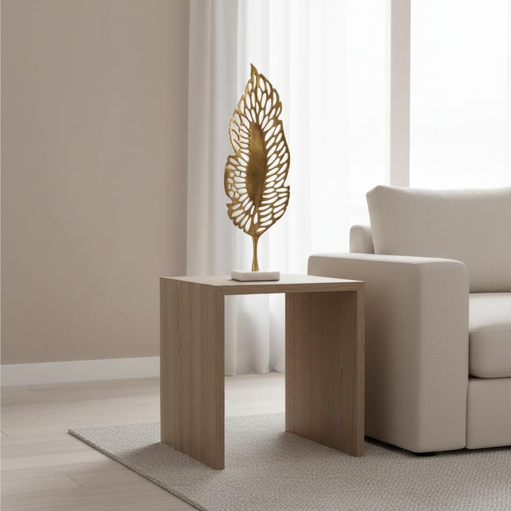 Modern Day Accents 3744 Primavera Tall Golden Leaf Sculpture, Gold Home Decor Accent with White Marble Base, Nature Decor, Unique Tabletop Decor for Living Room, Bedroom, Office, or Kitchen, 27.5" H