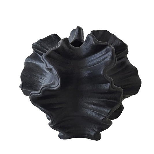 Modern Art Ceramic Coral Flower Vase Home and Office Decoration Sculpture Work Bohemian Decoration Coffee Table Office Bookshelf Living Room Decor (Black)