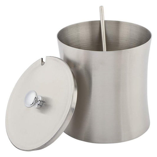 Agatige 13oz Sugar Bowl with Lid and Spoon, Stainless Steel Sugar Container Seasoning Jars Seasoning Condiment Spice Salt Pepper Pot Jar for Home and Kitchen, 3.1x3.1x 3.5in