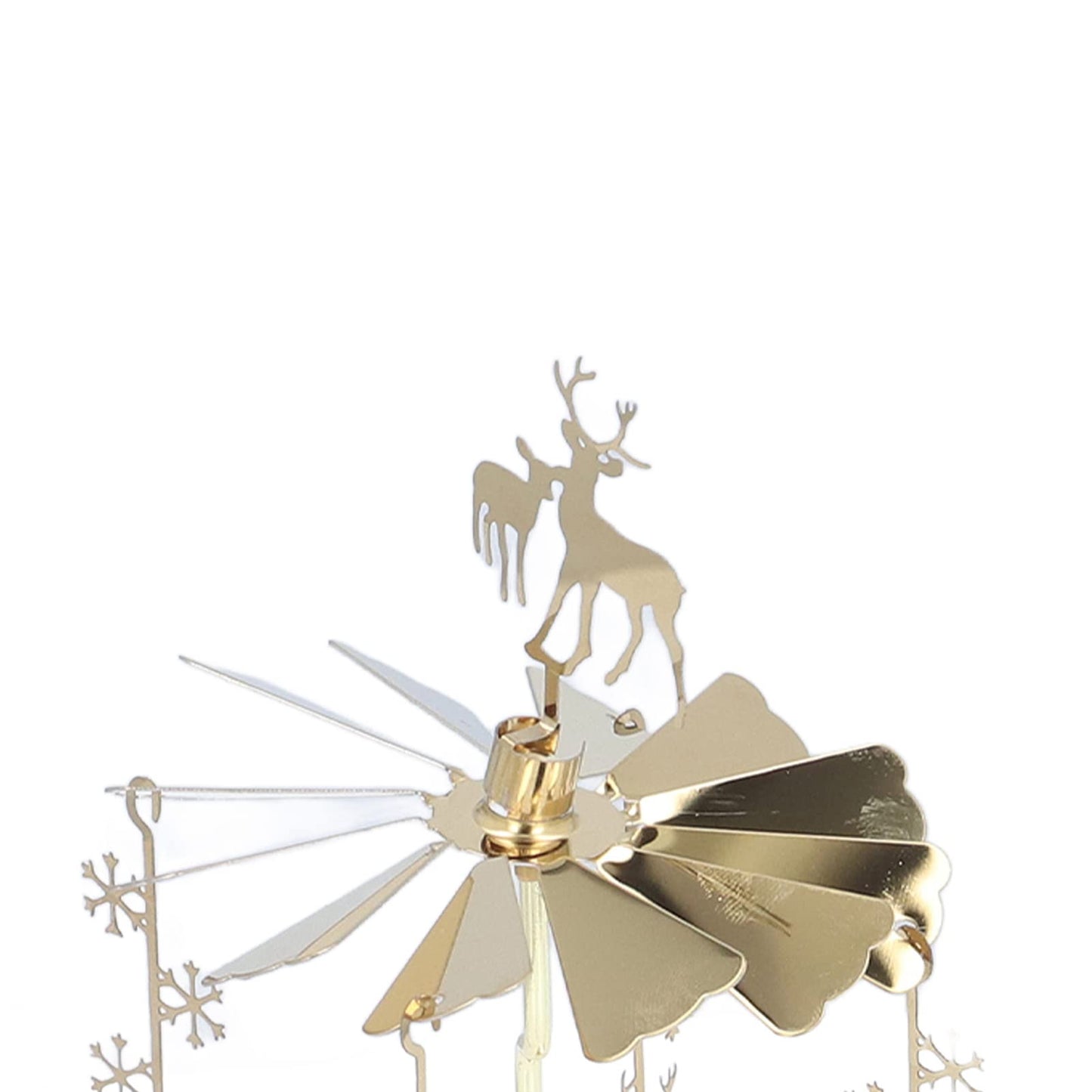 Candle Holder Round Triangle Candle Holder Rotating Candle Holder Tray Rotating Aromatherapy Wind Chime Candle Holder (Golden Snowflake Deer (No Candle Cup))