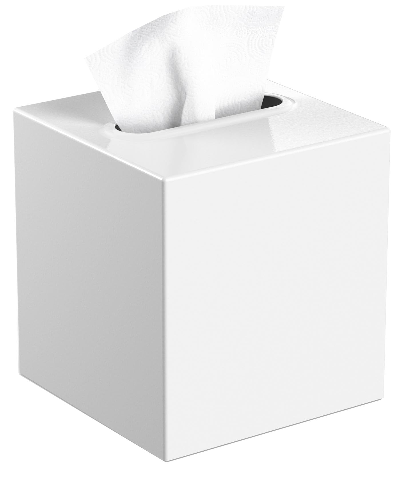 Livelab Metal Tissue Box Cover, Square Tissue Box Holder Modern Decor Facial Napkin Holder Tissue Box Dispenser for Bathroom Vanity Countertop, Living Room, Bedroom, Office | White