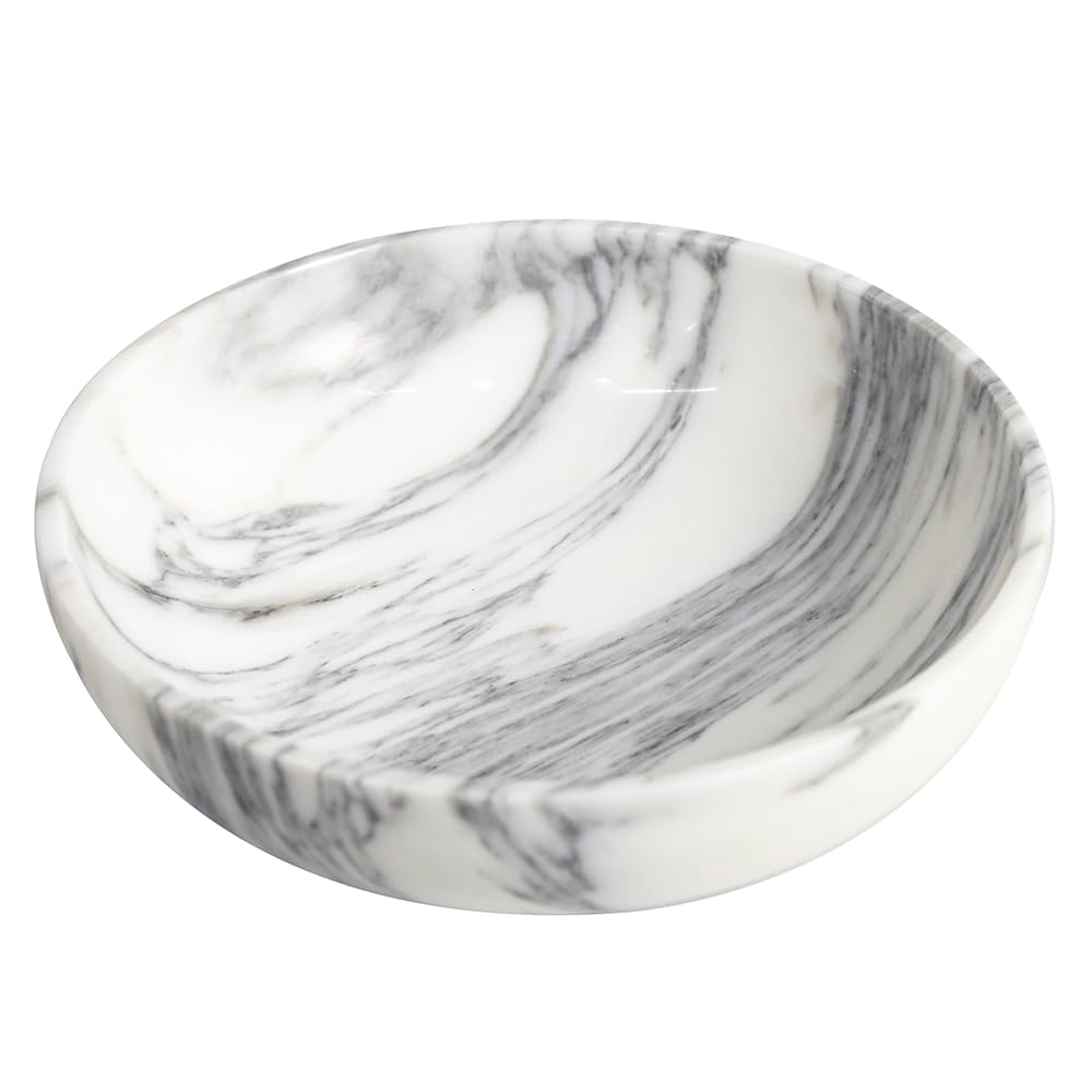 FutureStone Marble Candy Bowl for Home Decor, Modern Decorative Bowl for Coffee Table, Marble Fruit Bowl For Table Centerpiece, Coins Key Catchall Bowl For Entryway (Arabescato, 7.8" x 1.9")