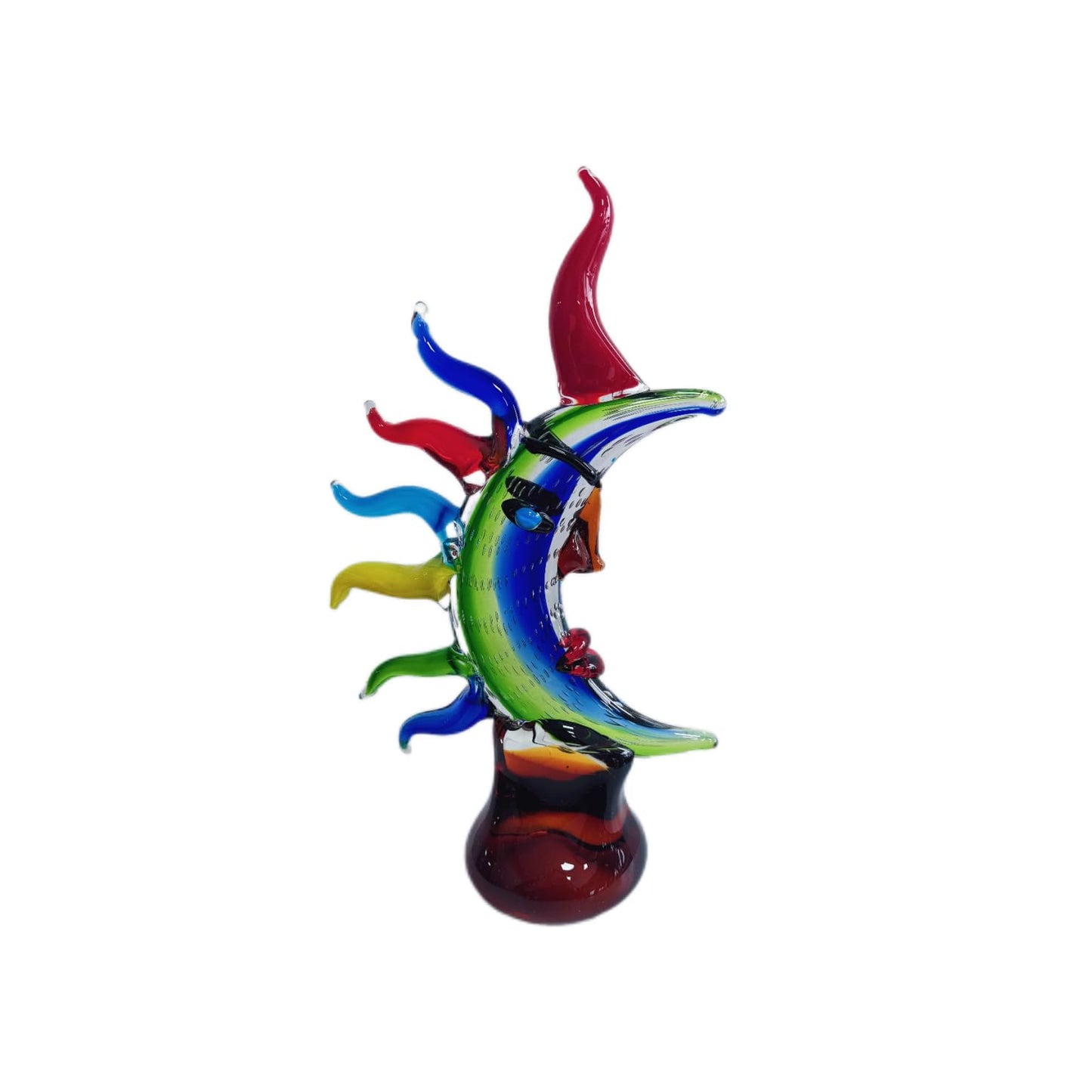 Yao Yuan Murano-Style Hand Blown Art Glass Face Sculpture - 16.93" Tall Mouth-Blown Crafts Home Office Bedroom Living Room Study Room Studio Decorations
