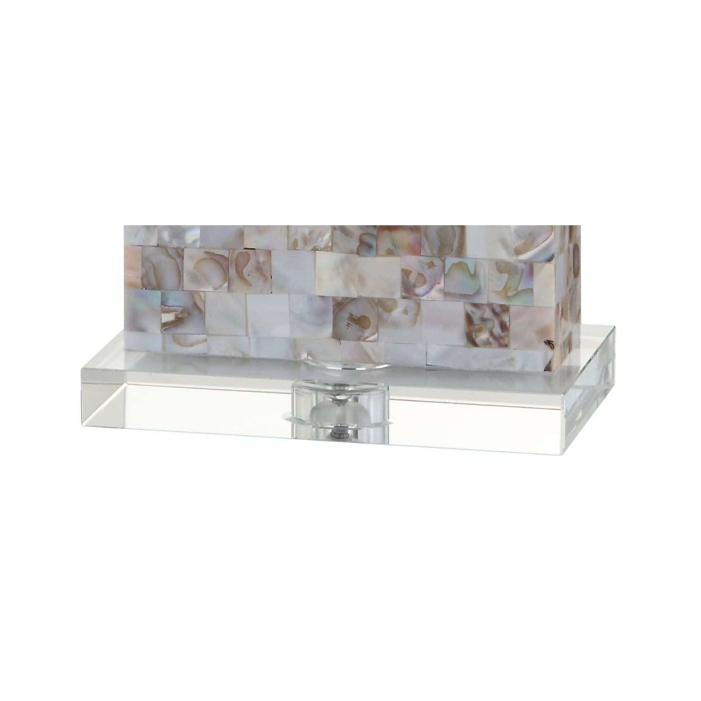 JONATHAN Y 29" Natural Seashell and Crystal Table Lamp, Coastal Mosaic Capiz Shell Bedside Lamp for Living Room Bedroom, White Linen Rectangle Shade, LED Bulb Included JYL1059A