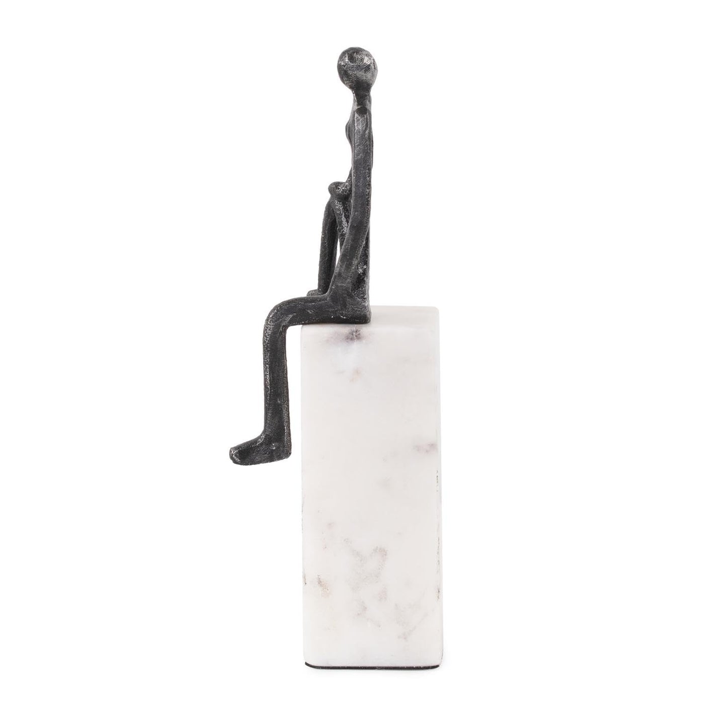 Howard Elliott Collection Proud Moment Sculpture, Iron Figure Accent on White Marble Base, Modern Decorative Figurine for Table, Shelf or Office Decor, 8H x 8W x 8D, Black and White