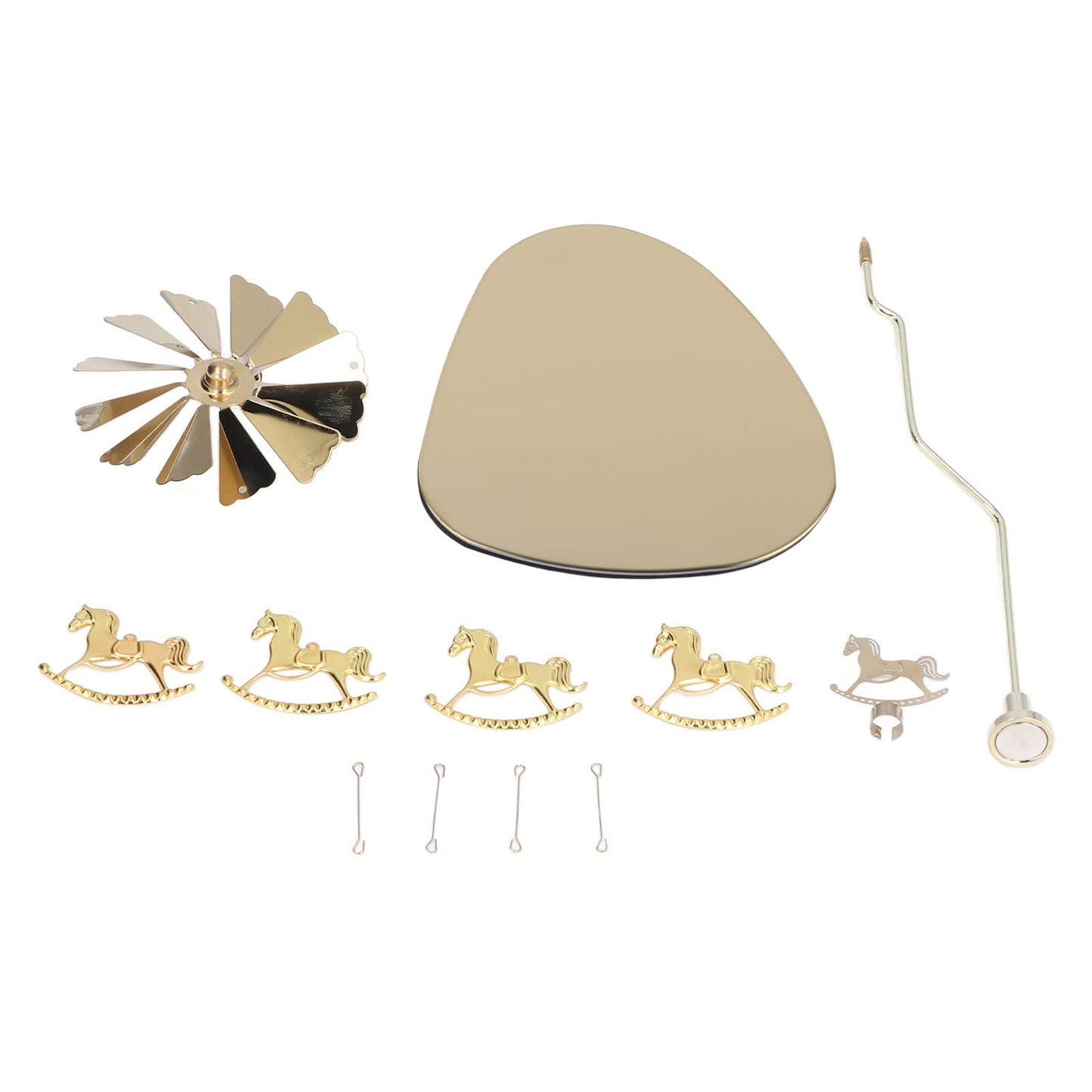 Candle Holder Round Triangle Candle Holder Rotating Candle Holder Tray Rotating Aromatherapy Wind Chime Candle Holder (Golden Wooden Horse (no Candle Cup))