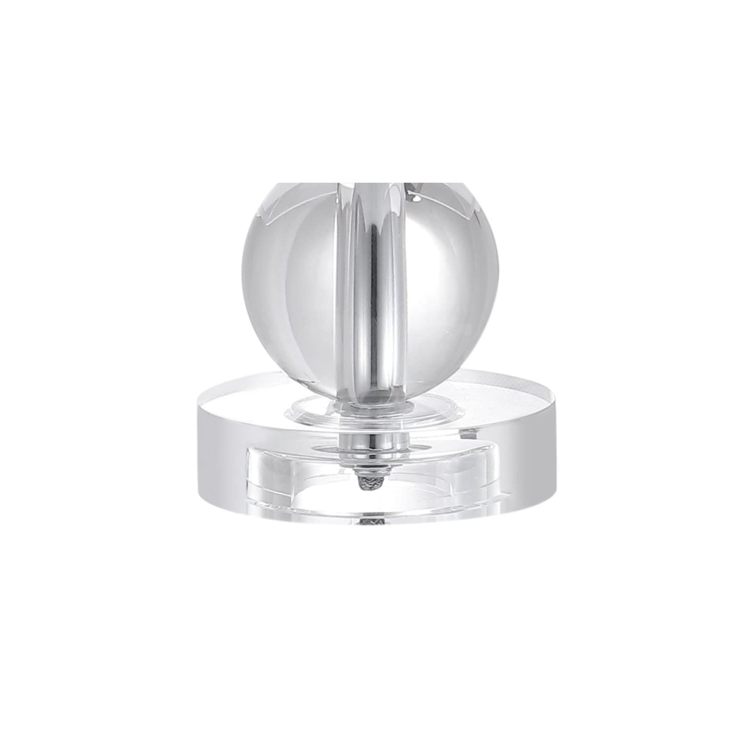 JONATHAN Y 17.5" Clear Crystal Table Lamp, Glam Double Sphere Mini Nightstand Lamp for Bedroom Living Room, White Linen Drum Shade, Chrome Finish, LED Bulb Included JYL2057A
