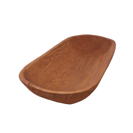 Athaliah Wooden Dough Bowl, 23.75'' Large Wood Dough Bowl for Decor, Hand Carved Rustic Long Wood Decorative Bowls for Table Centerpiece Dining Room Home Kitchen Decor