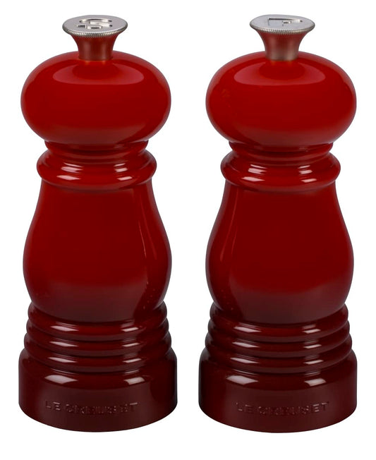 Le Creuset Petite Salt and Pepper Mill Set, 5" x 2" each, Cerise